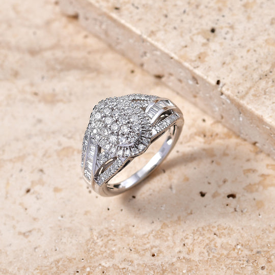 LUXURIANT DIAMOND - Lab Grown Diamant SI-GH SGL zertifiziert Ring 925 Silber Rhodiniert (Größe 19.00) ca. 1.00 ct