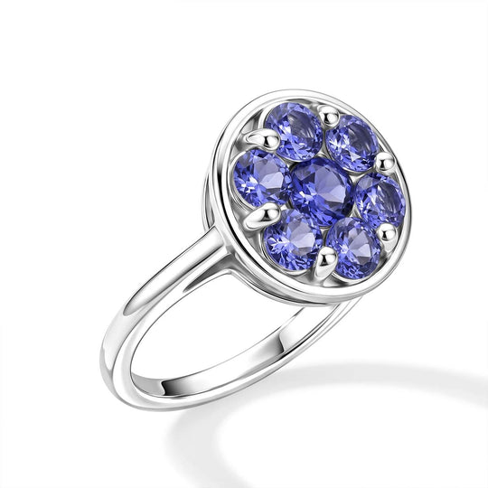 D'Joy AA Tansanit Ring 925 Silber Platiniert (Größe 21.00) ca. 1,34 ct