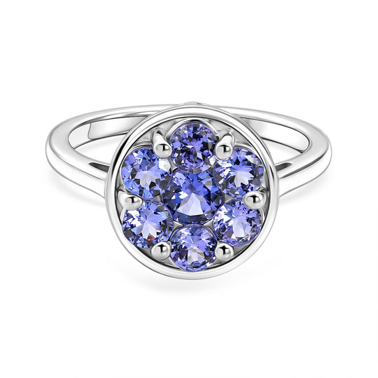 D'Joy AA Tansanit Ring 925 Silber Platiniert (Größe 21.00) ca. 1,34 ct