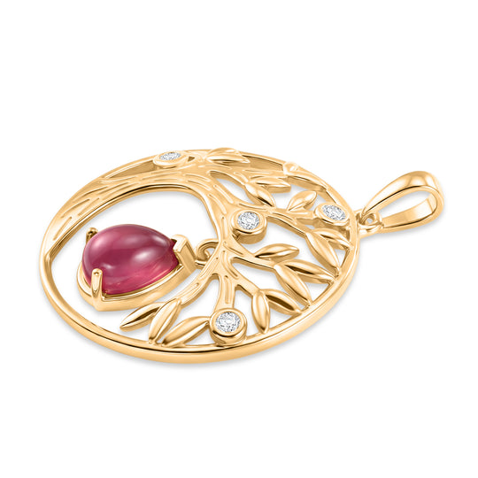 D'Joy Flamingo Mondstein, Weißer Zirkon Anhänger 925 Silber 750 Vergoldet ca. 1.41 ct