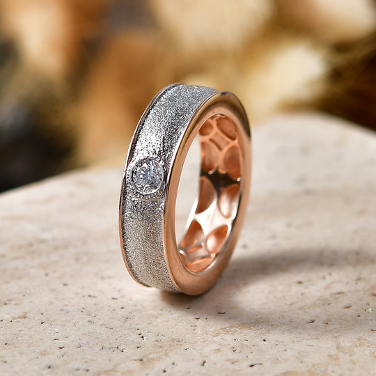 LUXURIANT DIAMOND - Lab Grown Diamant SI-GH Ring 925 Silber Rhodiniert und 750 Gelbgold Vermeil (Größe 16.00) ca. 0,20 ct