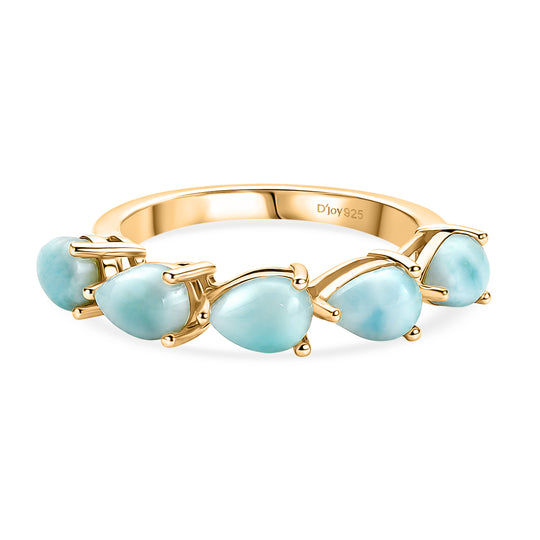 D'Joy Larimar Ring 925 Silber 750 Vergoldet (Größe 18.00) ca. 2,61 ct