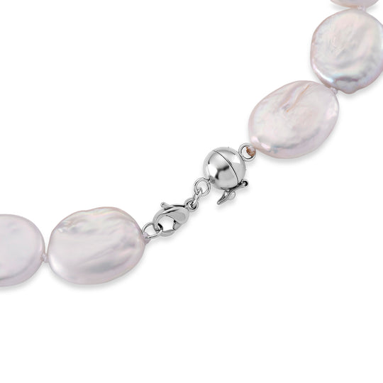 Weiße Keshi Perle Halskette ca. Flexibles cm 316L Edelstahl
