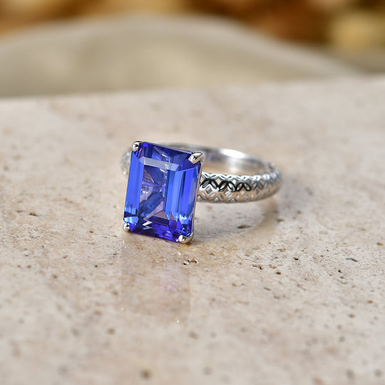 AA Tansanit Ring 375 Gold (Größe 19.00) ca. 6.06 ct