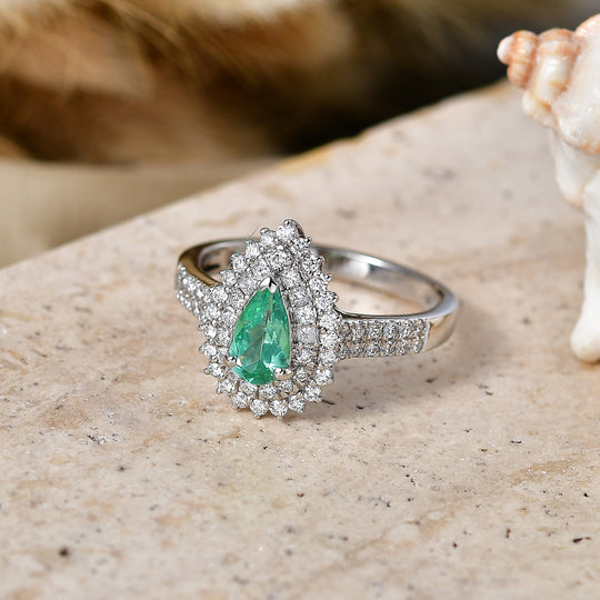 Rhapsody AAAA Paraiba Turmalin, Weißer Diamant Ring 950 Platin (Größe 18.00) ca. 1,57 ct