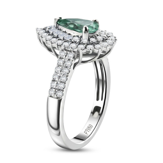 Rhapsody AAAA Paraiba Turmalin, Weißer Diamant Ring 950 Platin (Größe 18.00) ca. 1,57 ct