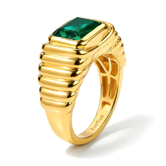 EVER TRUE Smaragd-Quarz Triplette Ring Nickelfreies Messing (Größe 17.00) ca. 2,86 ct