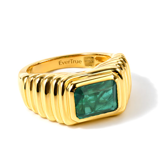 EVER TRUE Smaragd-Quarz Triplette Ring Nickelfreies Messing (Größe 18.00) ca. 2,86 ct