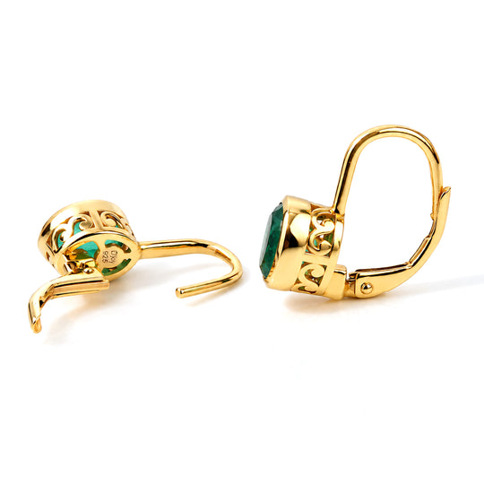 D'Joy Smaragd-Quarz Triplette Ohrringe 925 Silber Gold ca. 2,03 ct.