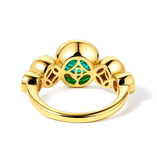 D'Joy Smaragd-Quarz Triplette, Moissanit Ring 925 Silber Gold (Größe 18.00) ca. 3,44 ct