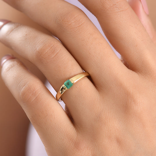 D'Joy AAA Kagem Sambischer Smaragd Ring 925 Silber 750 Vergoldet (Größe 18.00) ca. 0.32 ct