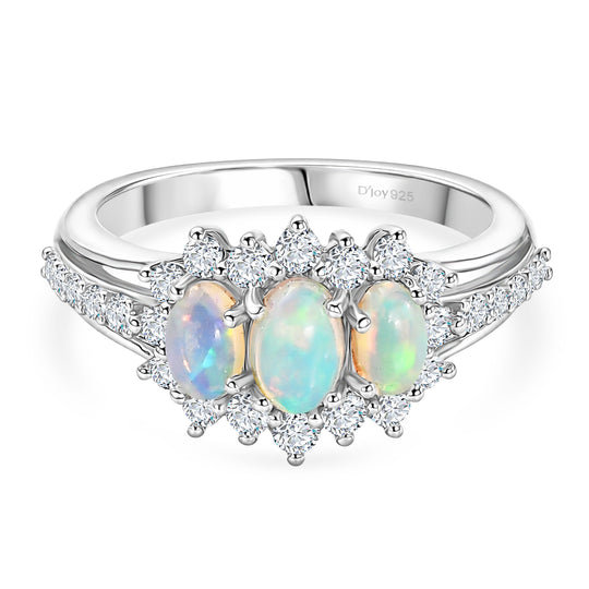 D'Joy AA Natürlicher, äthiopischer Welo Opal Ring 925 Silber Rhodiniert (Größe 20.00) ca. 1,61 ct