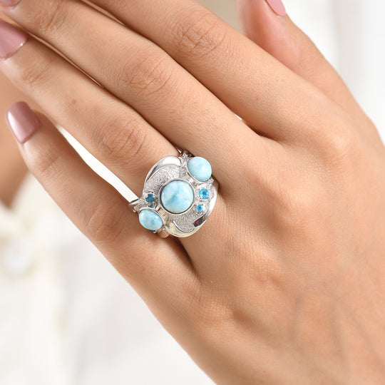 EVER TRUE Larimar Ring Nickelfreies Messing (Größe 17.00) ca. 6,97 ct