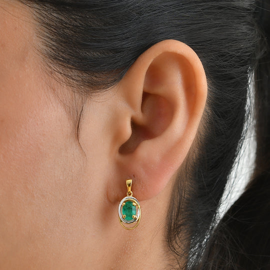 D'Joy Smaragd-Quarz Triplette Ohrringe 925 Silber Platiniert und vergoldet ca. 1,69 ct.