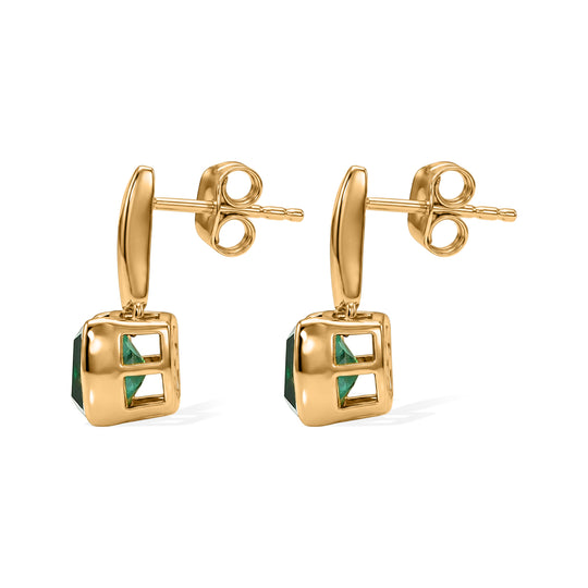 D'Joy Smaragd-Quarz Triplette Ohrringe 925 Silber Gold ca. 3.70 ct