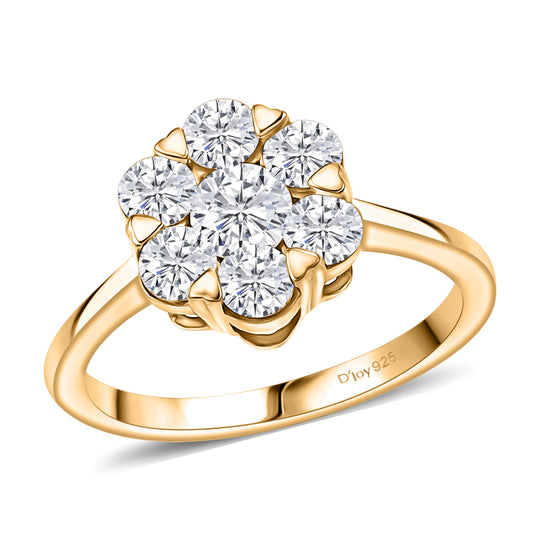 D'Joy Moissanit Ring 925 Silber 750 Vergoldet (Größe 21.00) ca. 1.20 ct