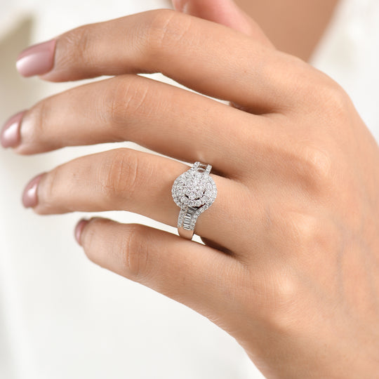 LUXURIANT DIAMOND - Lab Grown Diamant SI-GH Ring 925 Silber Rhodiniert (Größe 21.00) ca. 1,00 ct