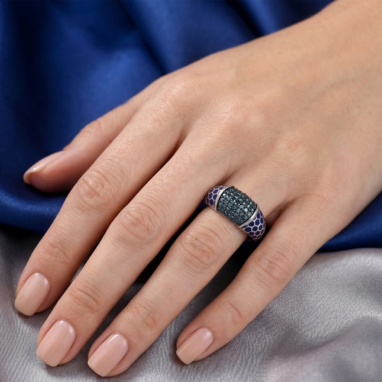 D'Joy Blauer Diamant (IR) Ring 925 Silber Rhodiniert (Größe 20.00) ca. 0.52 ct