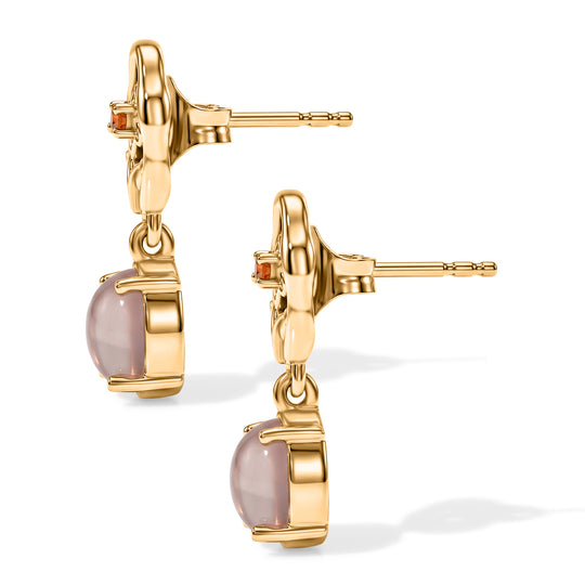 D'Joy Flamingo Mondstein und Feueropal Ohrringe, 925 Silber Gold - 1,66 ct.