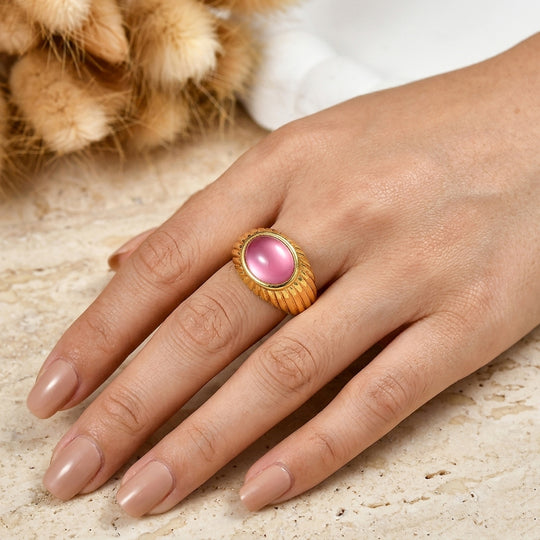 EVER TRUE Flamingo Mondstein Ring Reine Bronze (Größe 18.00) ca. 2,85 ct