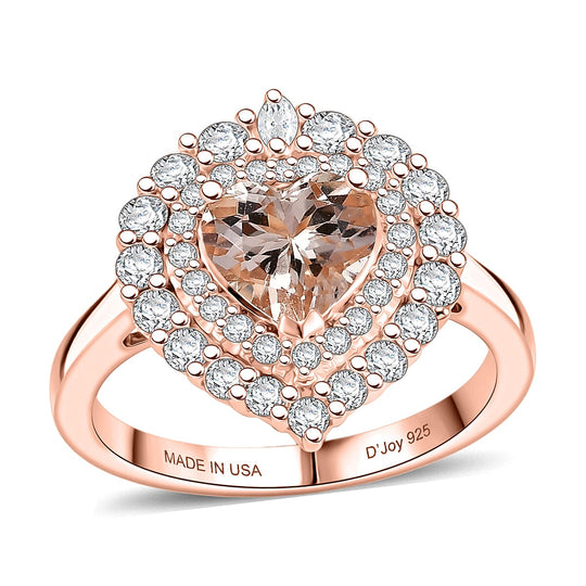 D'Joy AA Morganit, Moissanit Ring 925 Silber 750 Roségold vermeil (Größe 17.00) ca. 2,20 ct
