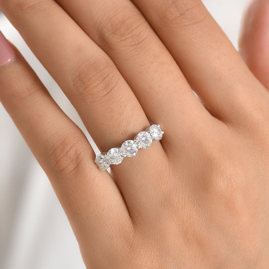 D'Joy Moissanit Ring 925 Silber Rhodiniert (Größe 19.00) ca. 2,56 ct