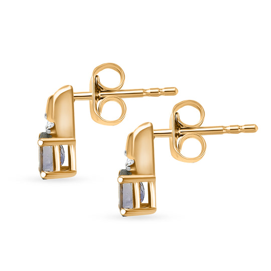 D'Joy Grüner Tansanit, Weißer Zirkon Ohrringe 925 Silber Gold ca. 0,53 ct.