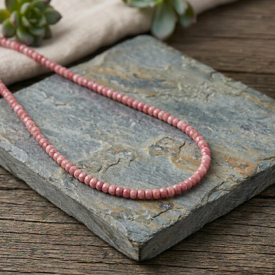 Natürlicher Argentinien Rhodochrosit Halskette ca. 45 cm 316L Edelstahl ca. 60.00 ct