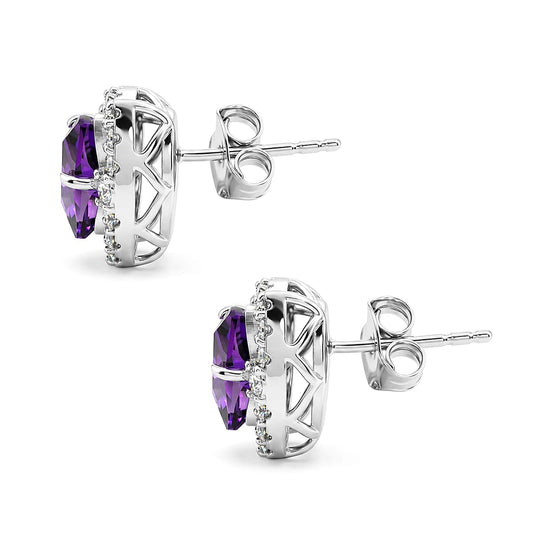 D'Joy AA Amethyst, Moissanit AGI zertifiziert Ohrringe 925 Silber Rhodiniert ca. 3,62 ct.