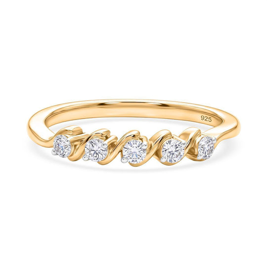 LUXURIANT DIAMOND - Lab Grown Diamant SI-GH Ring 925 Silber 750 Gelbgold vermeil (Größe 19.00) ca. 0.25 ct