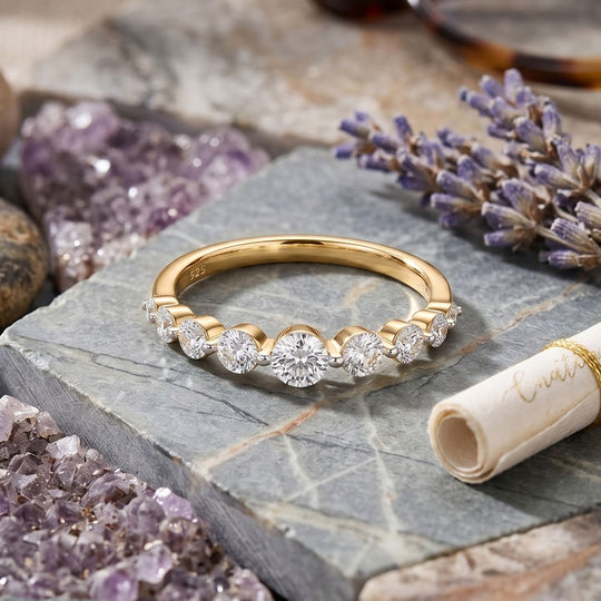 LUXURIANT DIAMOND - Lab Grown Diamant SI-GH SGL zertifiziert Ring 925 Silber 750 Gelbgold vermeil (Größe 17.00) ca. 0.50 ct