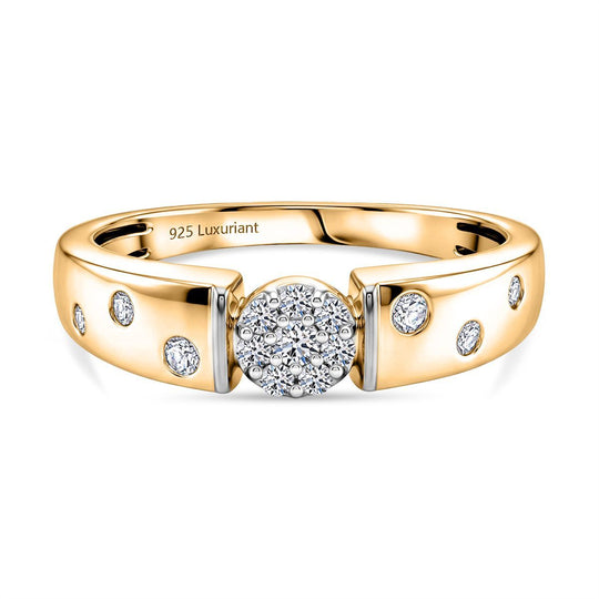LUXURIANT DIAMOND - Lab Grown Diamant SI-GH Ring 925 Silber 750 Gelbgold vermeil (Größe 21.00) ca. 0.25 ct