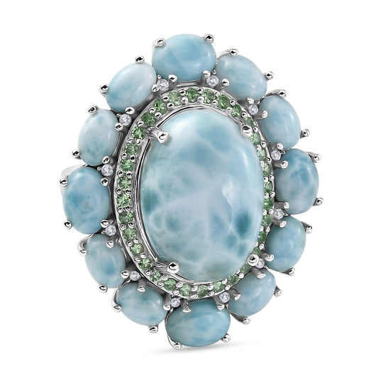 D'Joy Larimar Ring 925 Silber Rhodiniert (Größe 20.00) ca. 23,34 ct