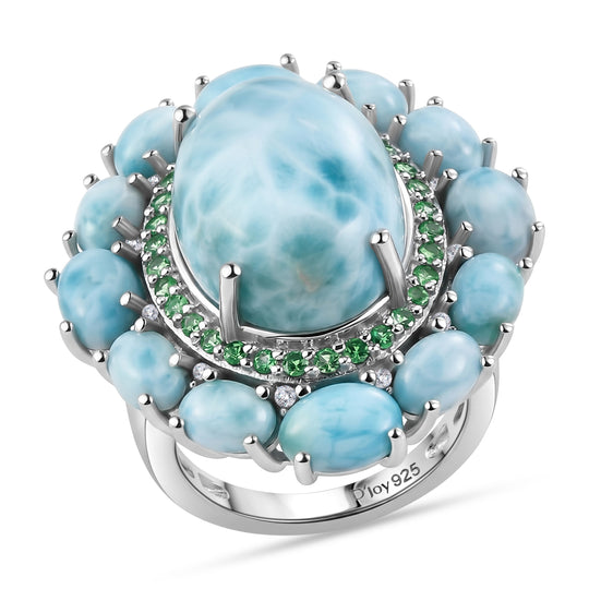D'Joy Larimar Ring 925 Silber Rhodiniert (Größe 20.00) ca. 23,34 ct