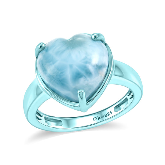 D'Joy Larimar Ring 925 Silber Ion Blau Beschichtung (Größe 20.00) ca. 7,69 ct
