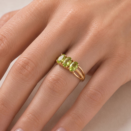 D'Joy Peridot Ring, 925 Silber in Goldton - 1,44 ct.