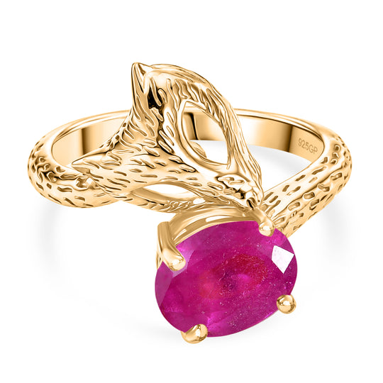 GP Trionfo Kollektion - Ilakaka Rosa Saphir (Fissure gefüllt), Kanchanaburi Blauer Saphir Ring 925 Silber 750 Vergoldet (Größe 21.00) ca. 2.81 ct