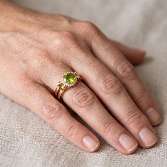 EVER TRUE Natürlicher Peridot, Citrin Ring 950 Kupfer (Größe 17.00) ca. 2.16 ct