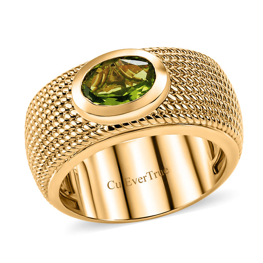 EVER TRUE Natürlicher Peridot Rin, 950 Kupfer (Größe 21.00) ca. 1.21 ct