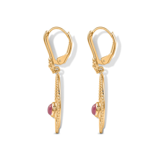 D'Joy Flamingo Mondstein, Schwarzer Spinell Ohrringe 925 Silber Gold ca. 1.00 ct