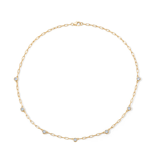LUXURIANT SGL zertifizierte SI-GH Labor Diamant 45cm Halskette, 925 Silber 750 Gelbgold Vermeil - 1.01 ct.