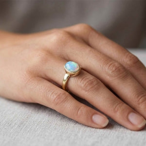 D'Joy AA Natürlicher, äthiopischer Welo Opal Ring 925 Silber 750 Gelbgold vermeil (Größe 18.00) ca. 1,06 ct
