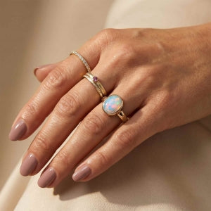 D'Joy AA Natürlicher, äthiopischer Welo Opal Ring 925 Silber 750 Gelbgold vermeil (Größe 18.00) ca. 1,06 ct