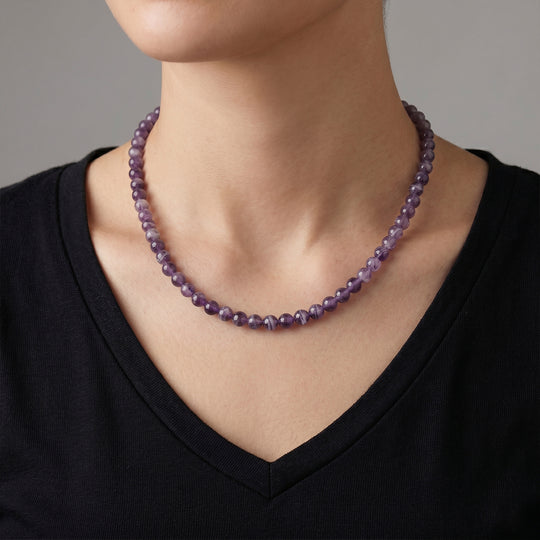 D'Joy Chevron Zweifarbiger Amethyst Halskette ca. Flexibles cm 316L Edelstahl ca. 200.00 ct