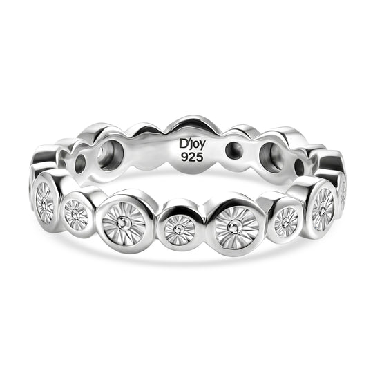 D'Joy Weißer Diamant Ring 925 Silber Platiniert (Größe 20.00) ca. 0,01 ct