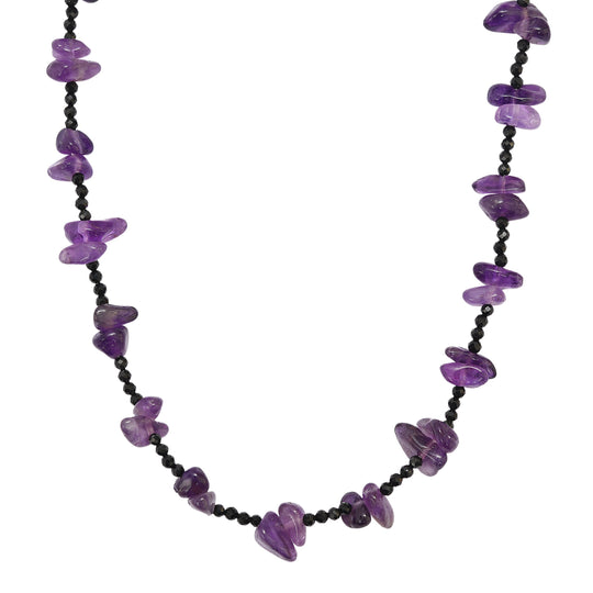 Amethyst, Schwarzer Spinell Halskette 91 cm ca. 240.00 ct