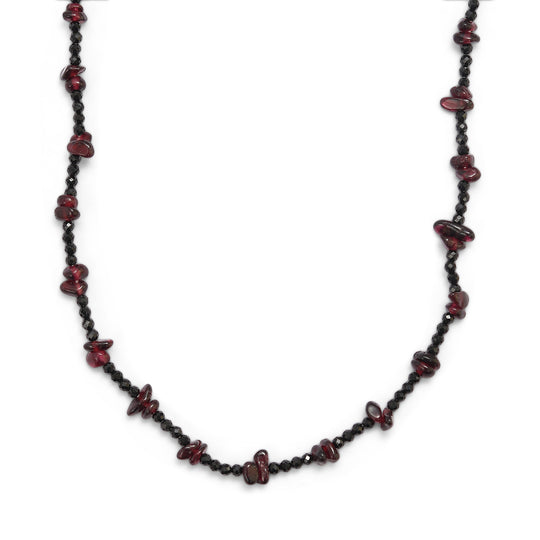 Roter Granat, Schwarzer Spinell Halskette 91 cm ca. 240.00 ct