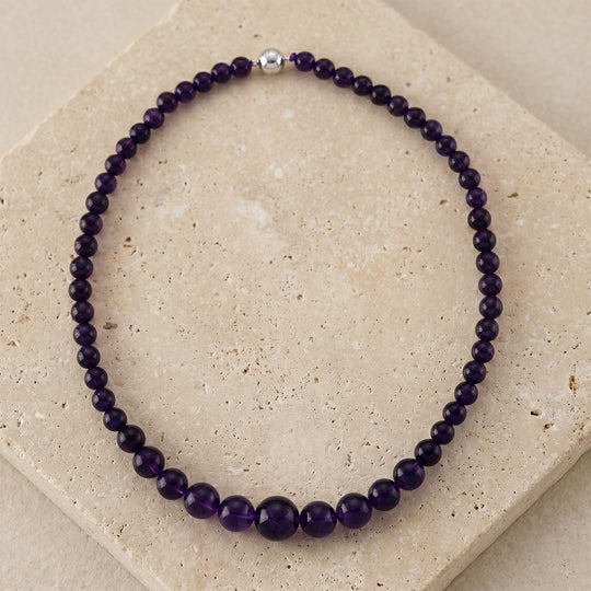 D'Joy Afrikanischer Amethyst Halskette ca. 50 cm 925 Silber Rhodiniert ca. 280,00 ct.