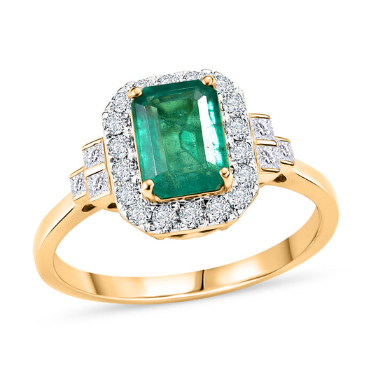 LUXORO AAA Kagem Sambischer Smaragd, Weißer Diamant Ring 417 Gold (Größe 18.00) (10-16 Werktage Lieferzeit) ca. 2,18 ct