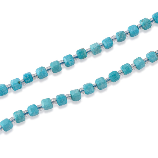 Blauer Howlit, Glas Halskette, flexibel, 316L Edelstahl 85.00 ct
